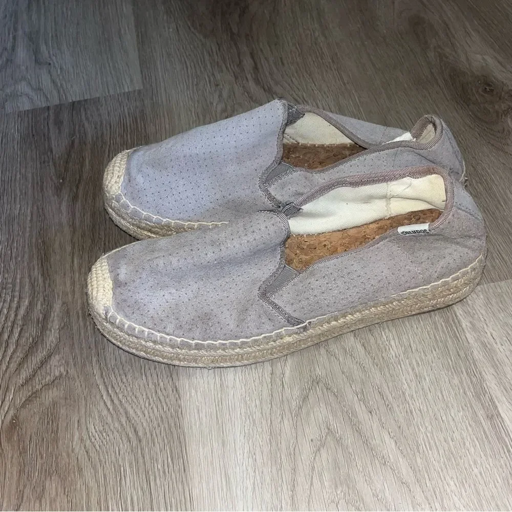 Soludos 6.5 Grey Suede Platform Espadrilles